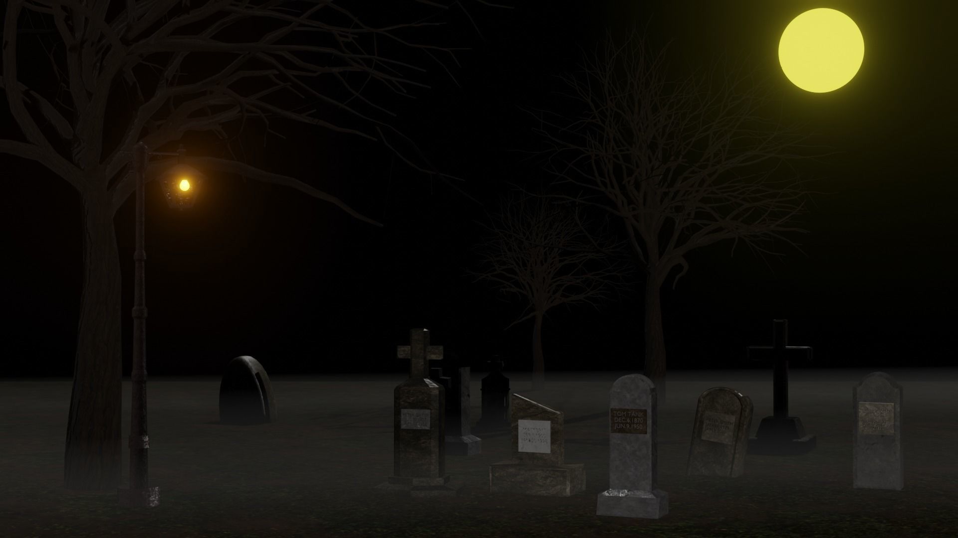Horror graveyard and gravestones in PBR and low poly objects Low-poly 3D model_2