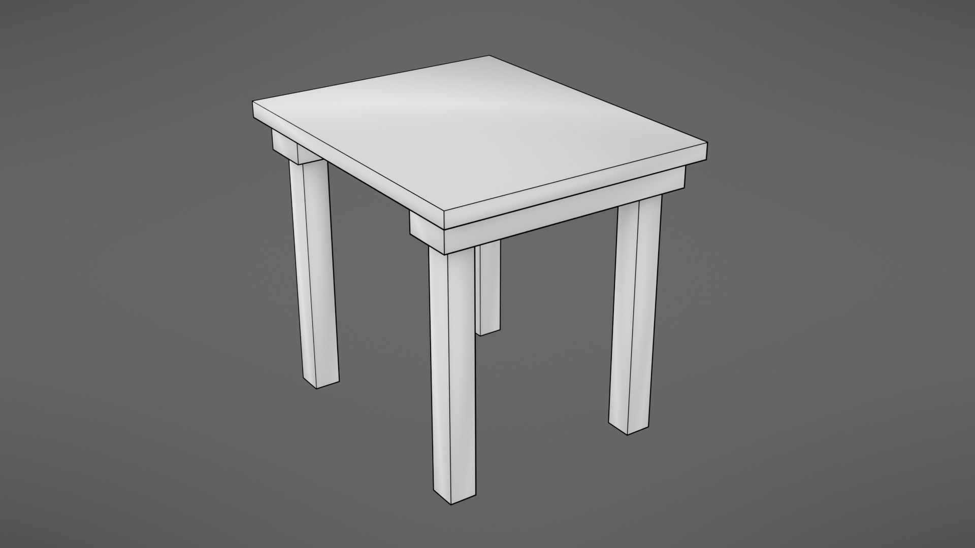 Old table Low-poly 3D model_7
