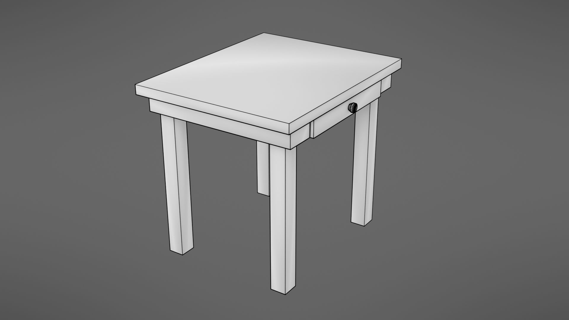 Old table Low-poly 3D model_3