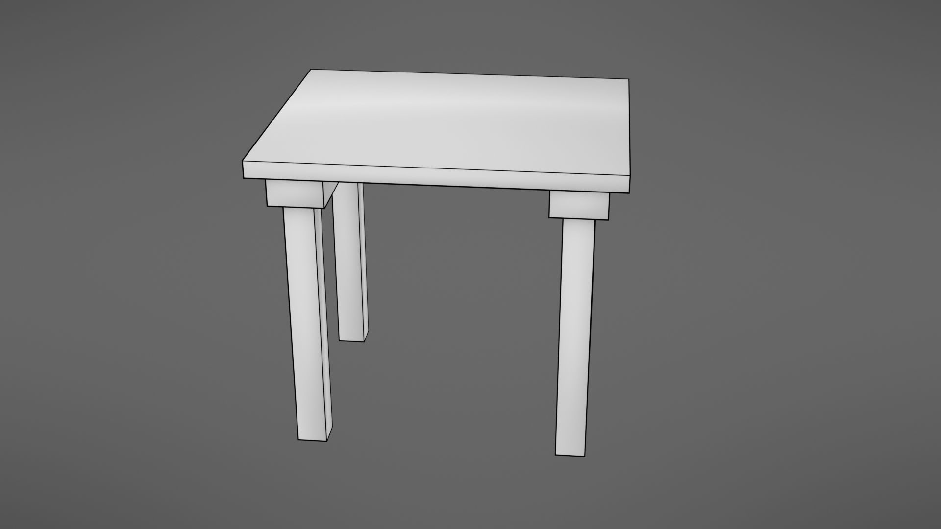 Old table Low-poly 3D model_9