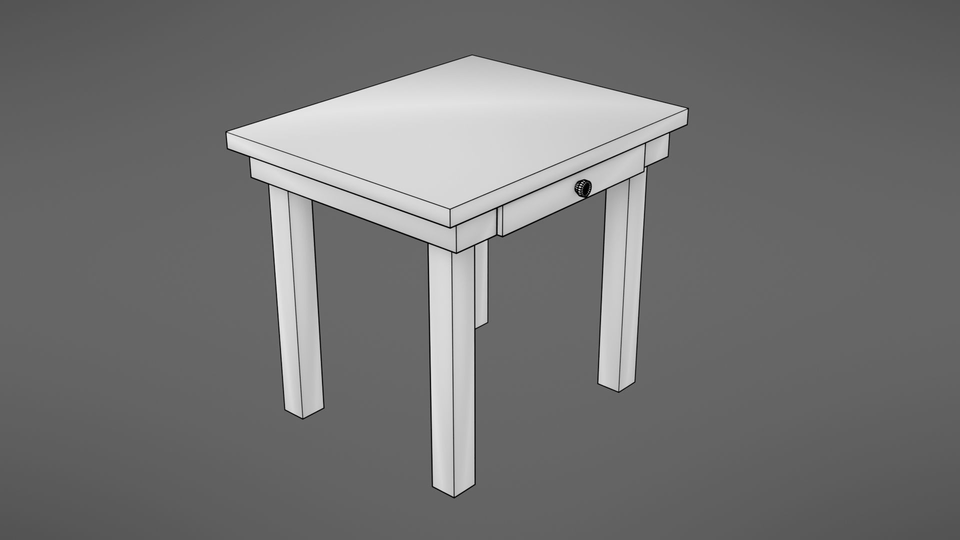 Old table Low-poly 3D model_2