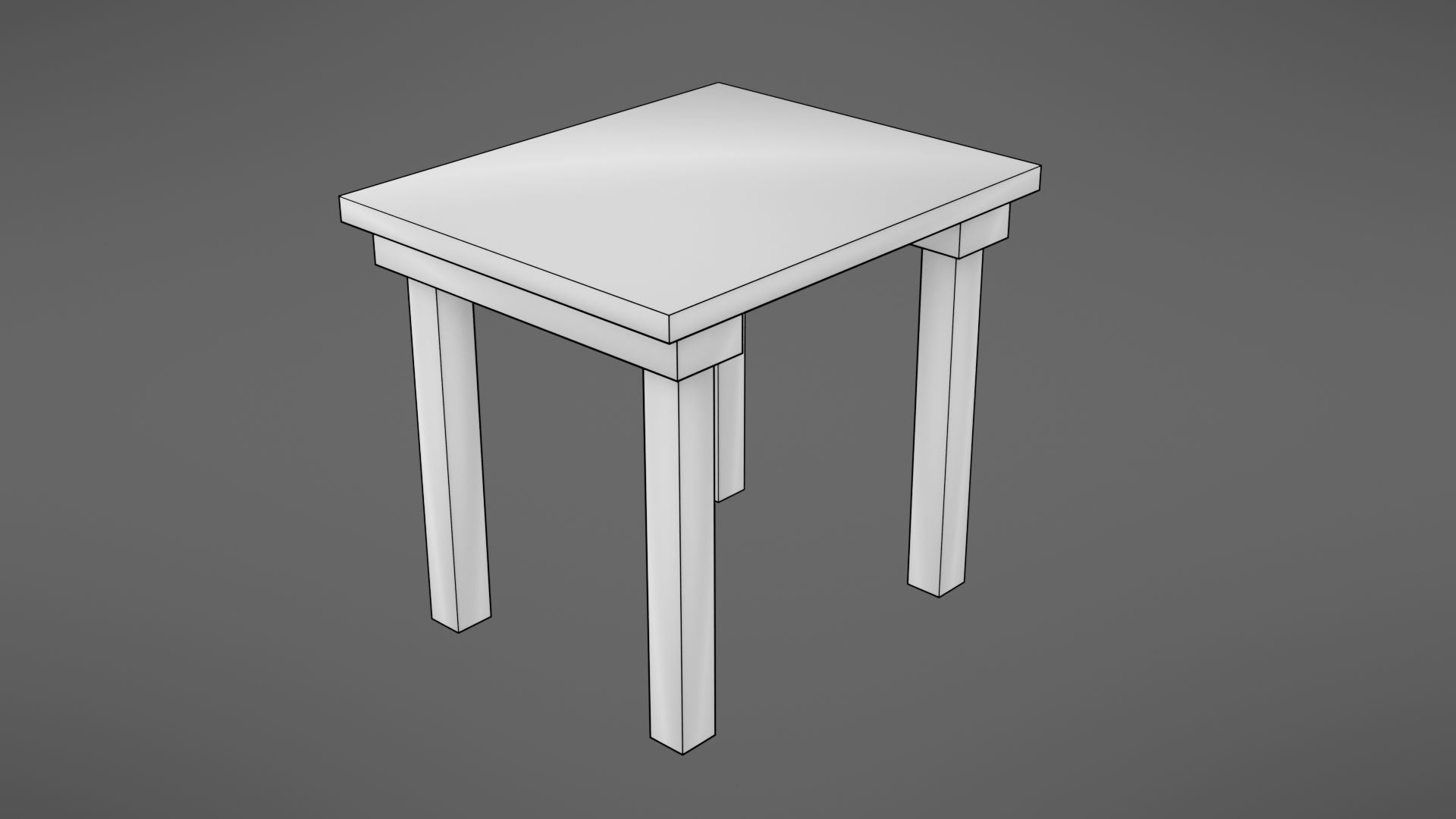 Old table Low-poly 3D model_11