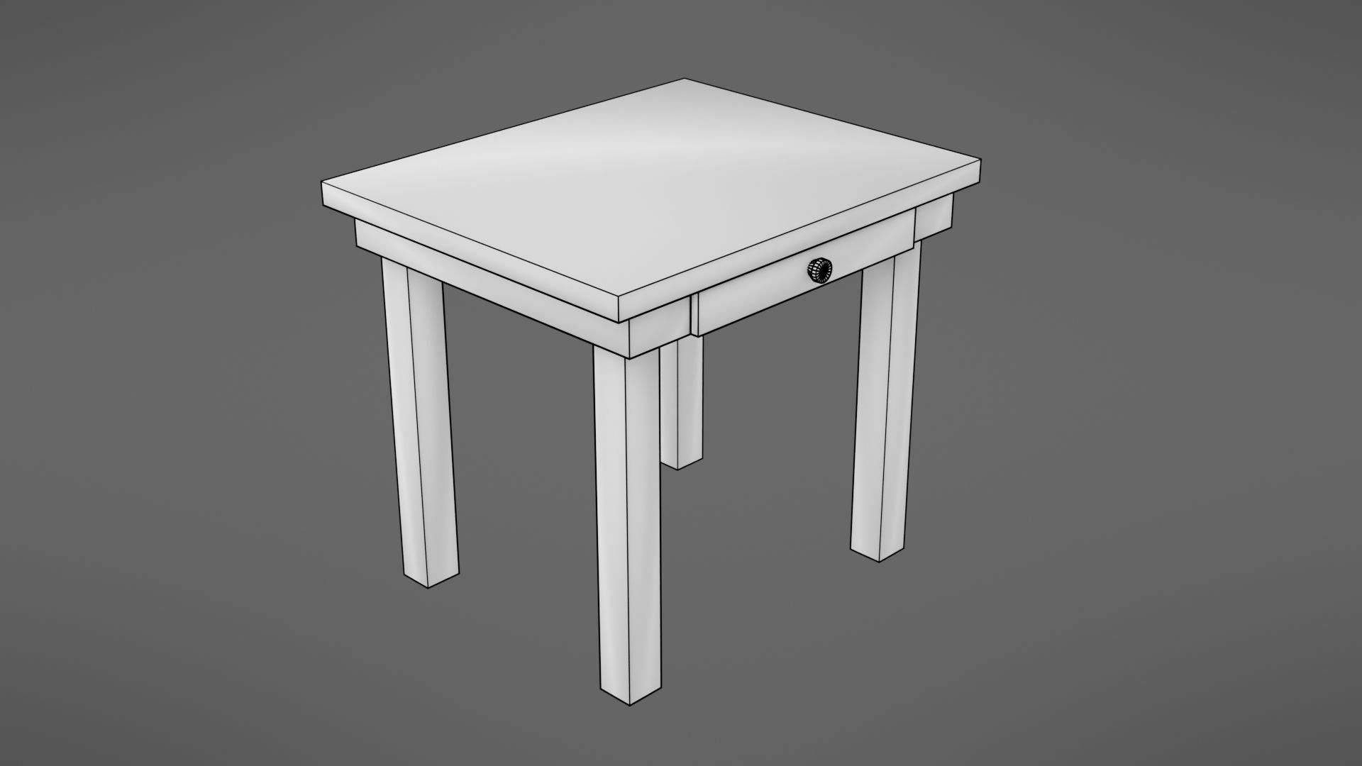 Old table Low-poly 3D model_1