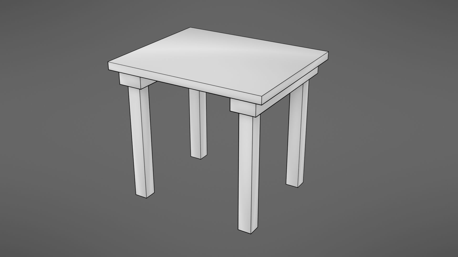 Old table Low-poly 3D model_8