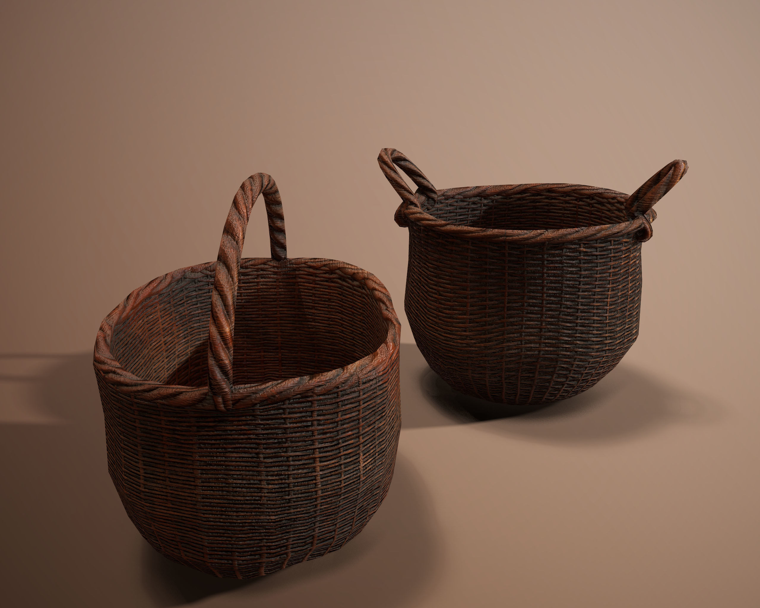 Wicker Baskets Low poly  PBR   Game ready Low-poly 3D model_6