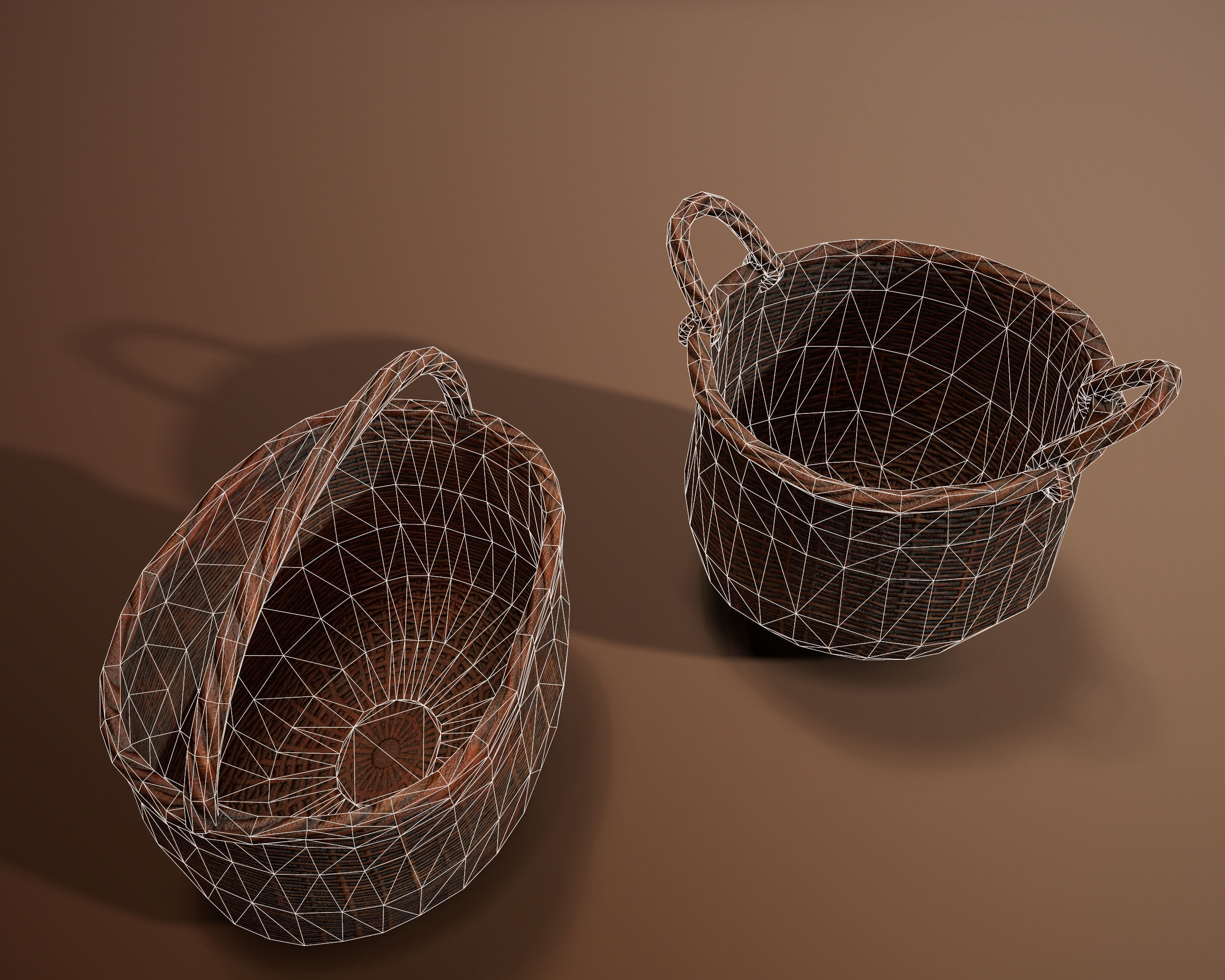 Wicker Baskets Low poly  PBR   Game ready Low-poly 3D model_8