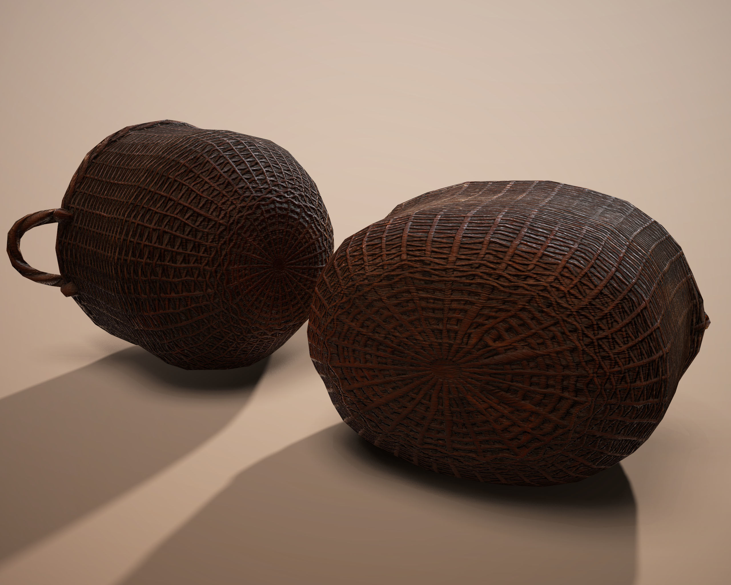Wicker Baskets Low poly  PBR   Game ready Low-poly 3D model_10