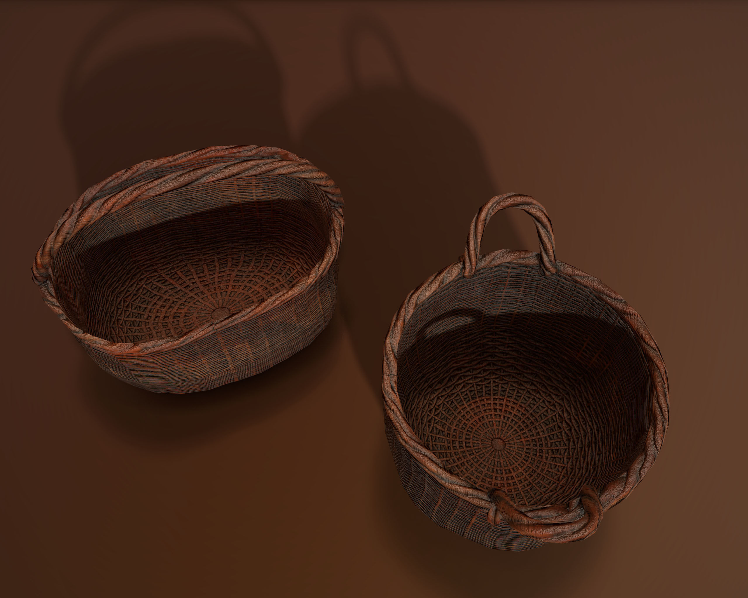 Wicker Baskets Low poly  PBR   Game ready Low-poly 3D model_9