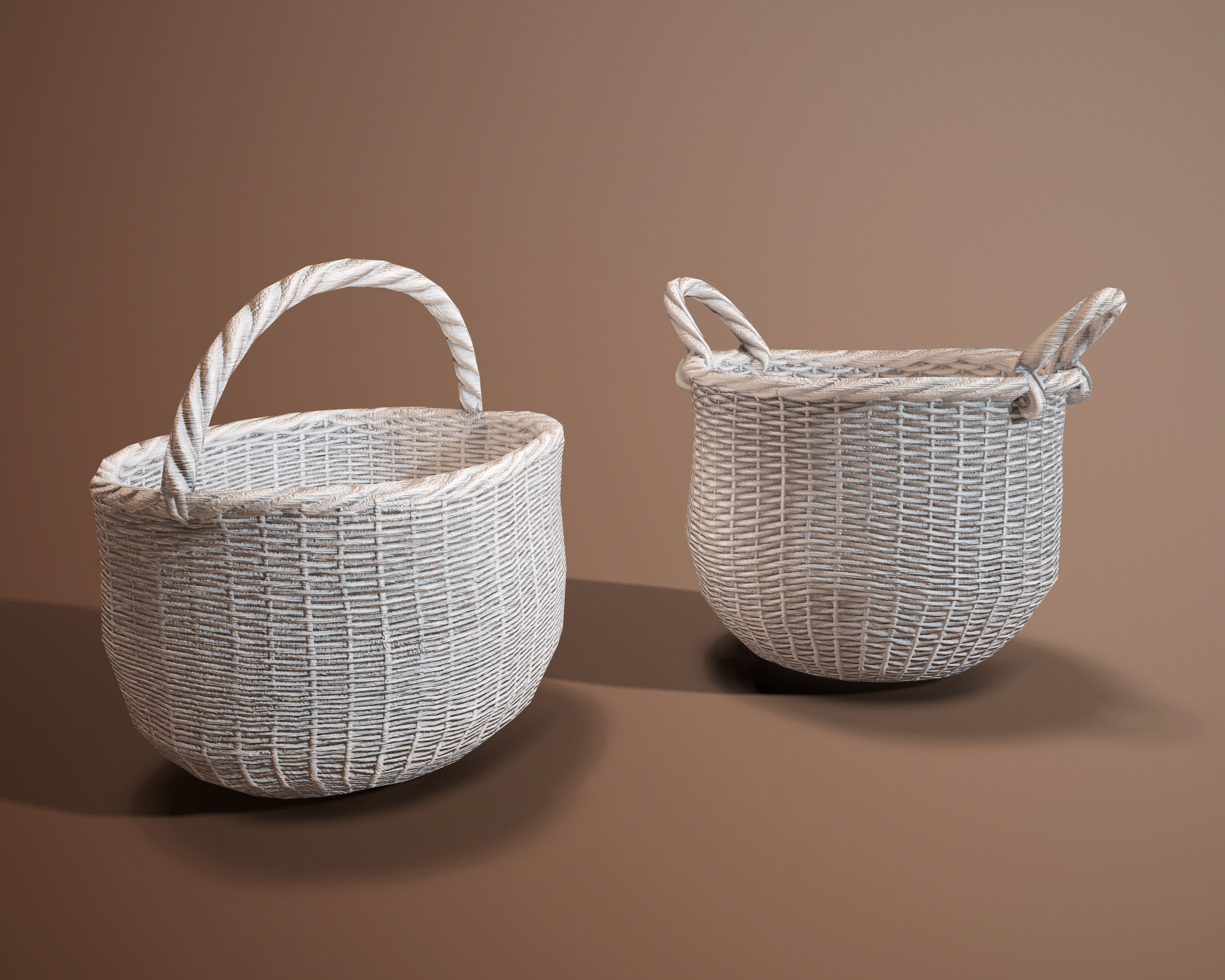 Wicker Baskets Low poly  PBR   Game ready Low-poly 3D model_2