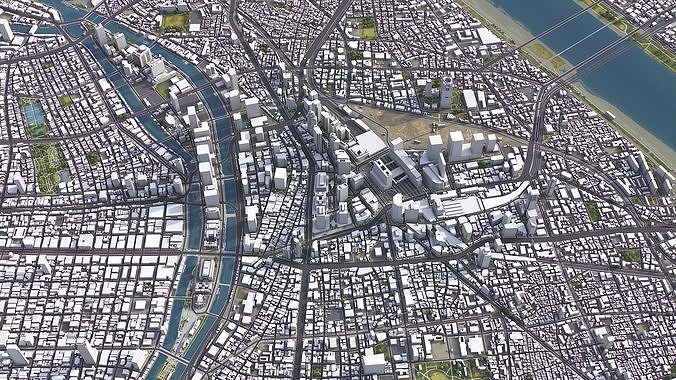 Osaka - 3D City Model Low-poly 3D model 6