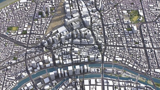 Osaka - 3D City Model Low-poly 3D model 3