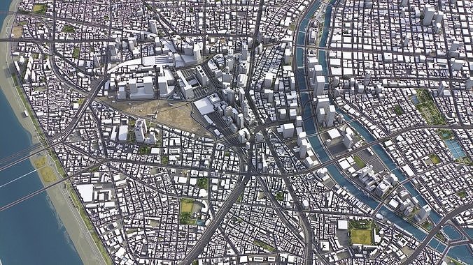 Osaka - 3D City Model Low-poly 3D model 4