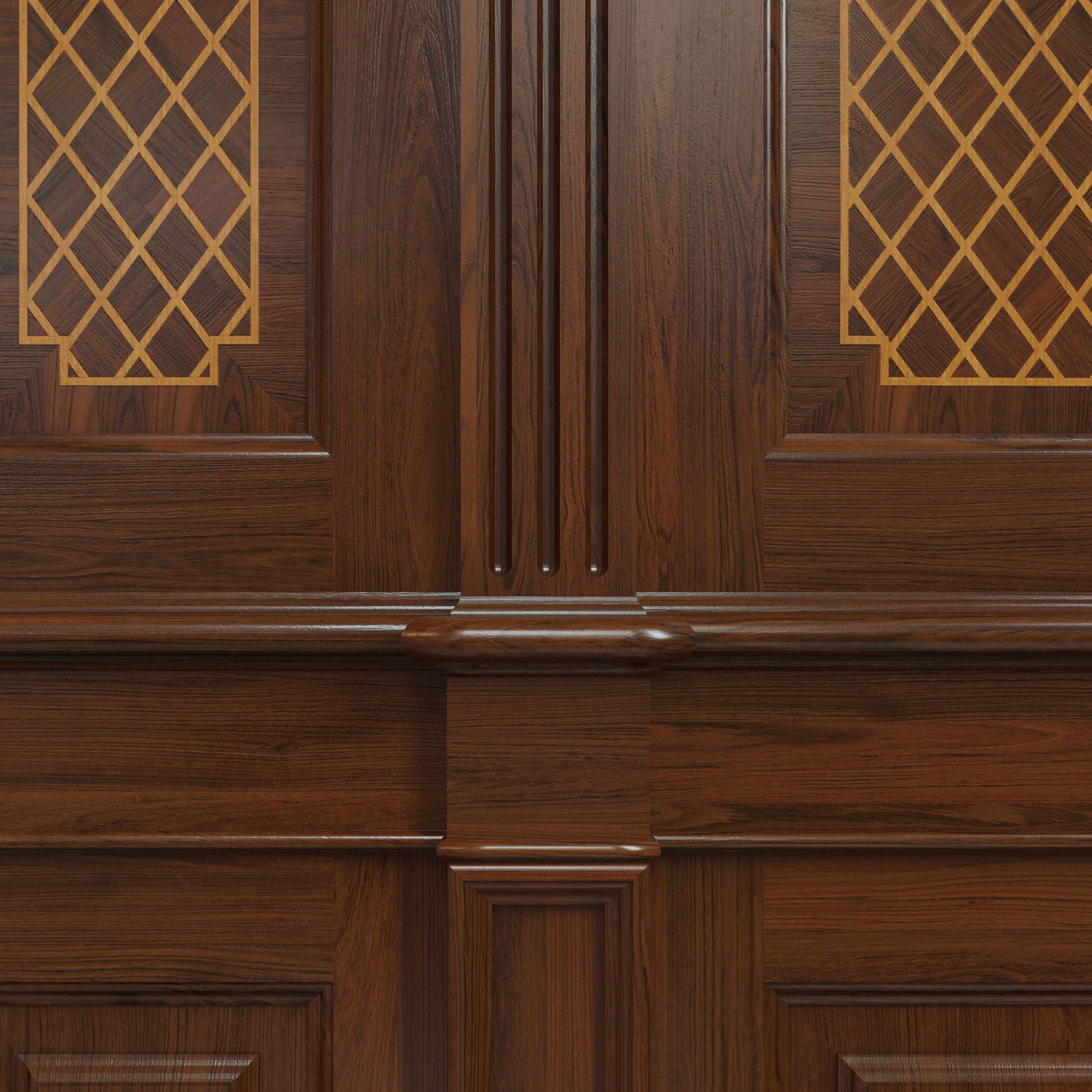 Wood panels with veneer  01  Low-poly 3D model_1