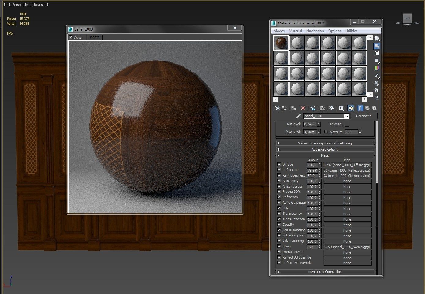 Wood panels with veneer  01  Low-poly 3D model_11