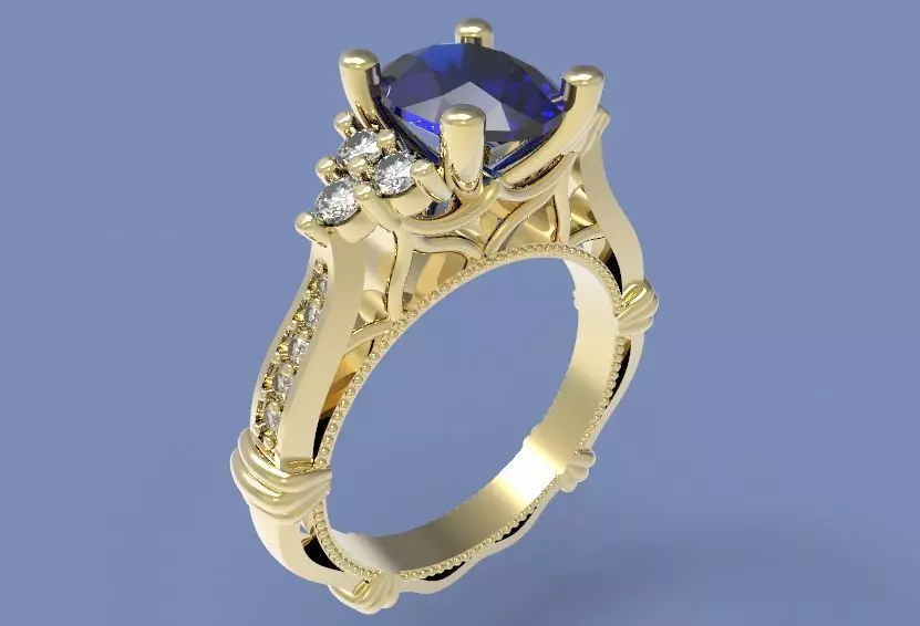 Model 117 Ring with oval stone 3D print model