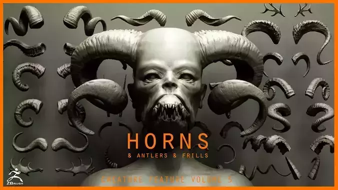 HORNS - 60 part IMM and VDM brush plus OBJs 3D model