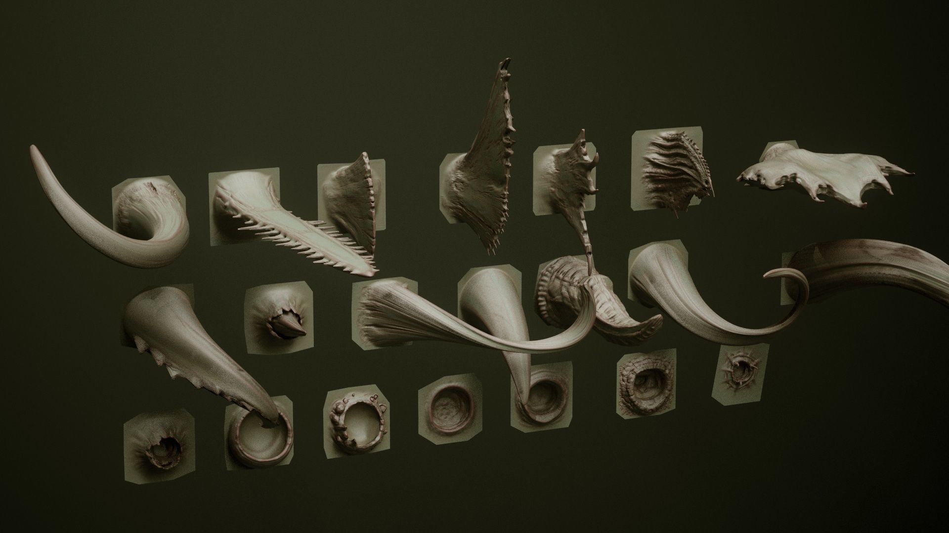 HORNS - 60 part IMM and VDM brush plus OBJs 3D model_9