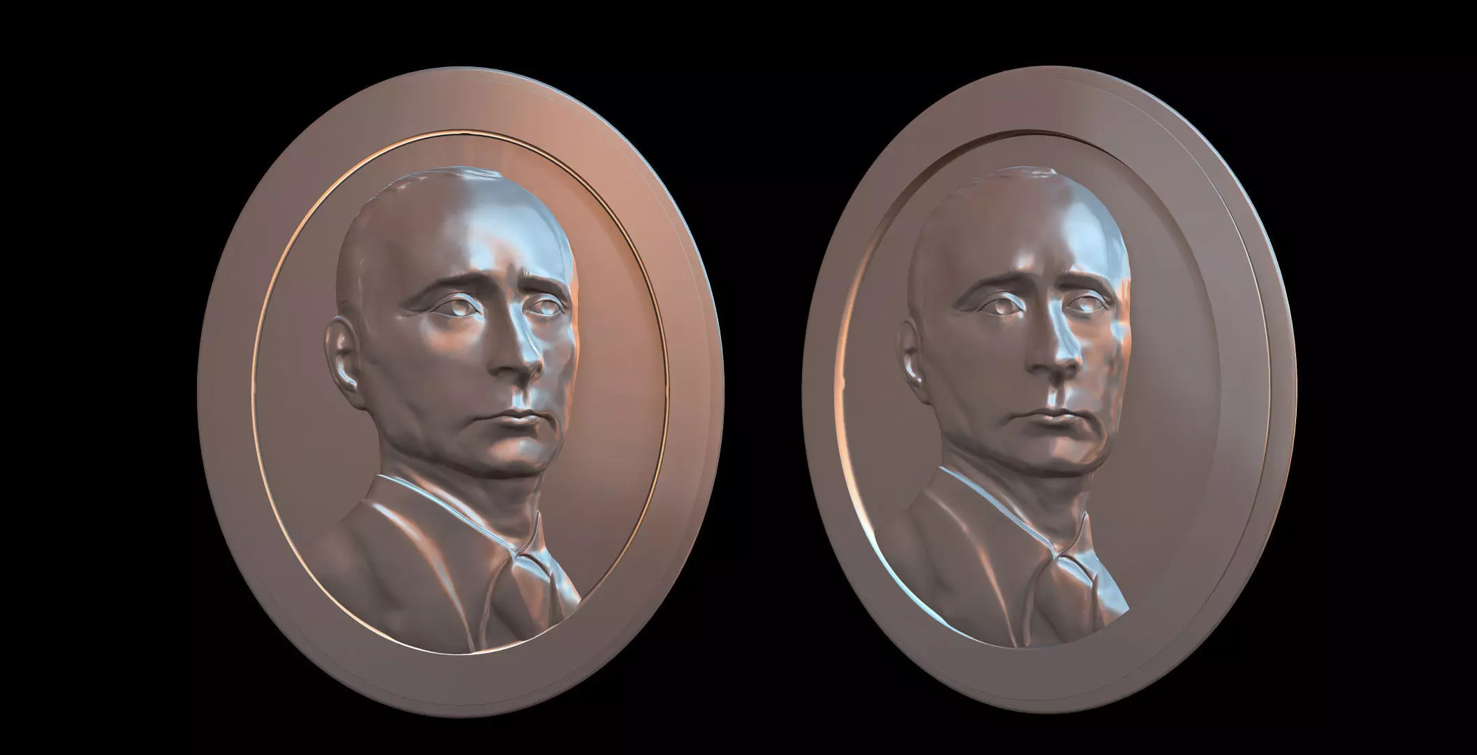 Putin two coins with face of man 3D print model