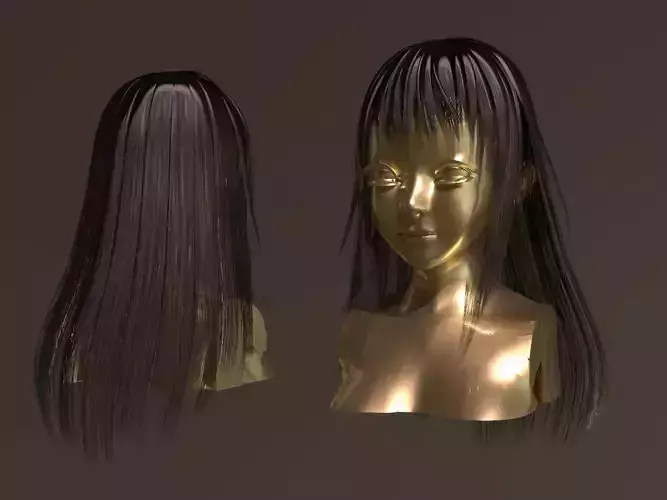 LOW POLY  - HAIR RIGEED  4K PBR  Low-poly 3D model