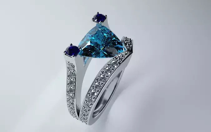 Blue trillion ring
