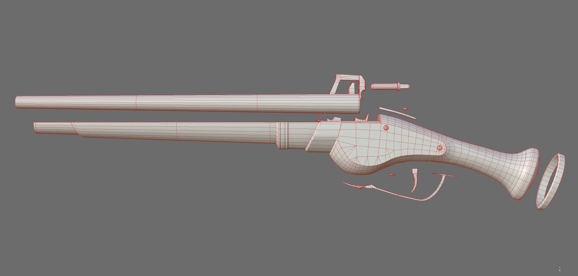 Weapon - Flintlock - German Wheellock Pistol Low-poly 3D model_71