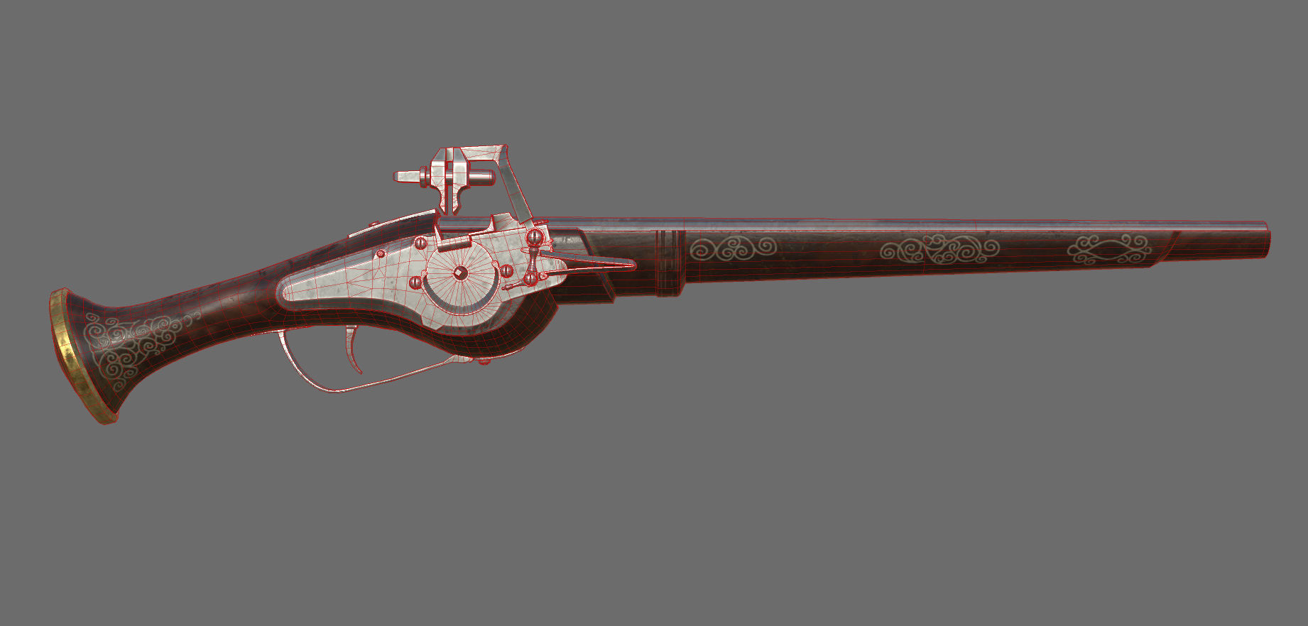 Weapon - Flintlock - German Wheellock Pistol Low-poly 3D model_38