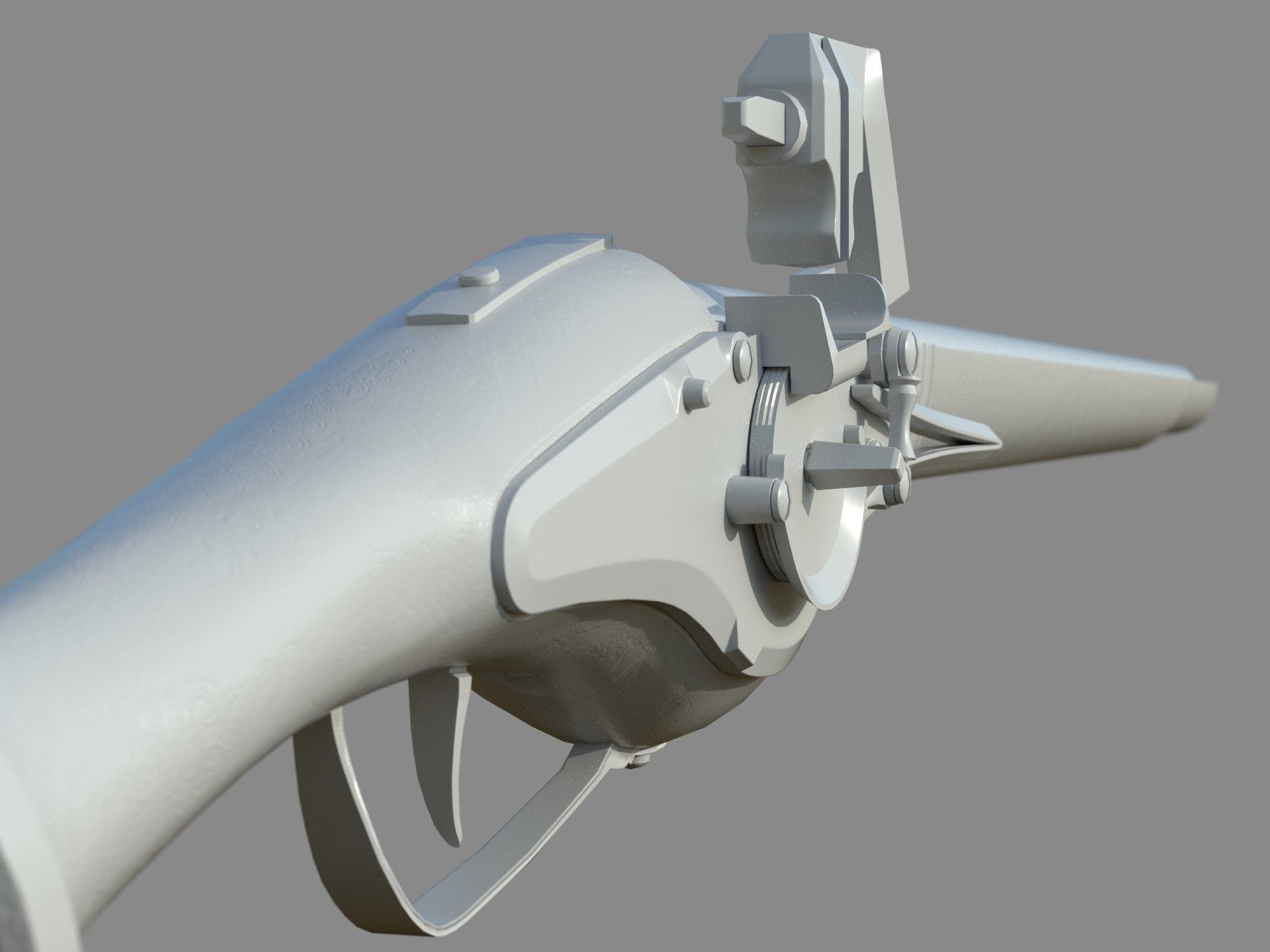 Weapon - Flintlock - German Wheellock Pistol Low-poly 3D model_30