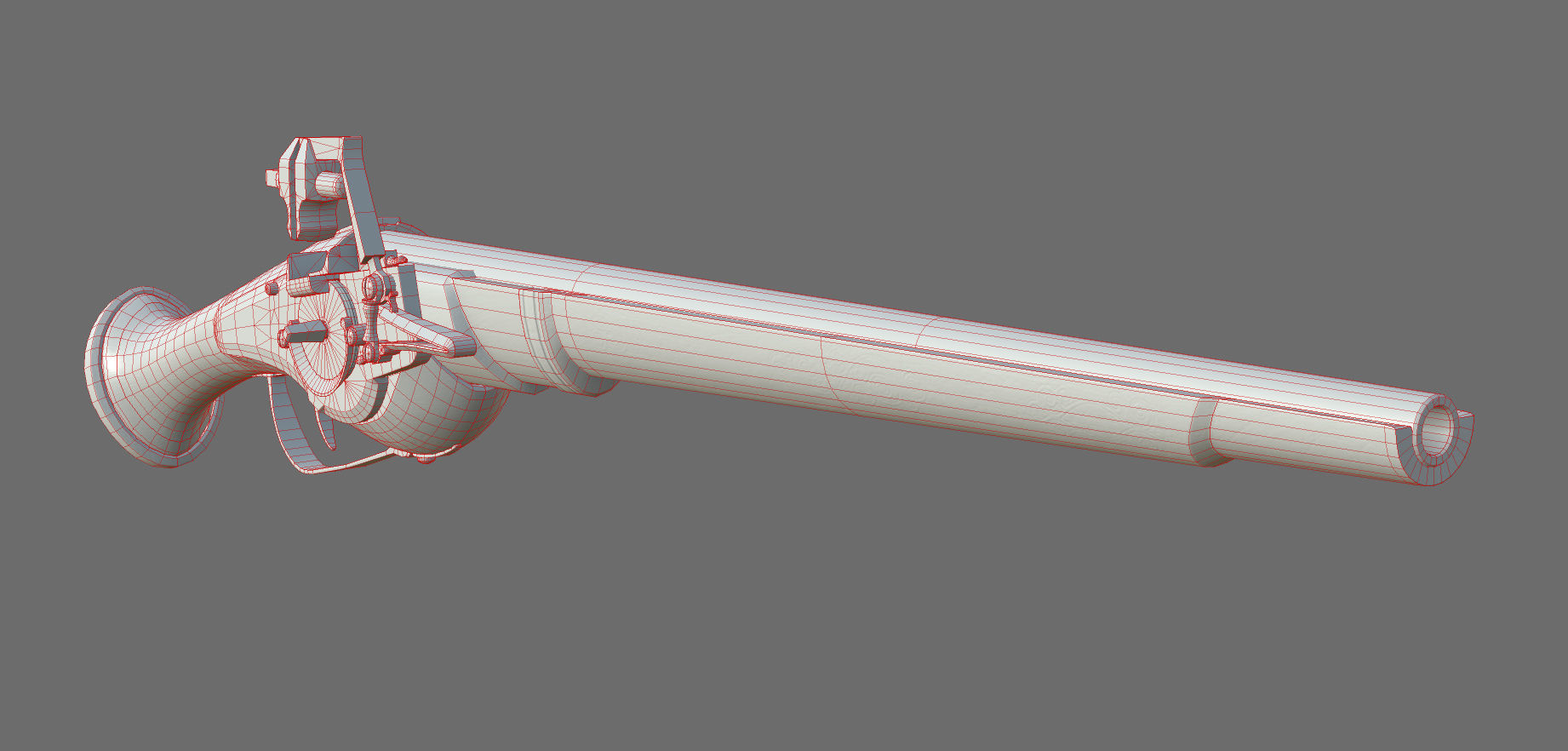 Weapon - Flintlock - German Wheellock Pistol Low-poly 3D model_45