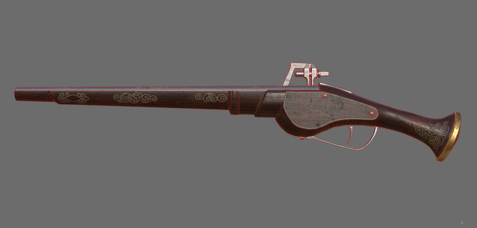 Weapon - Flintlock - German Wheellock Pistol Low-poly 3D model_41