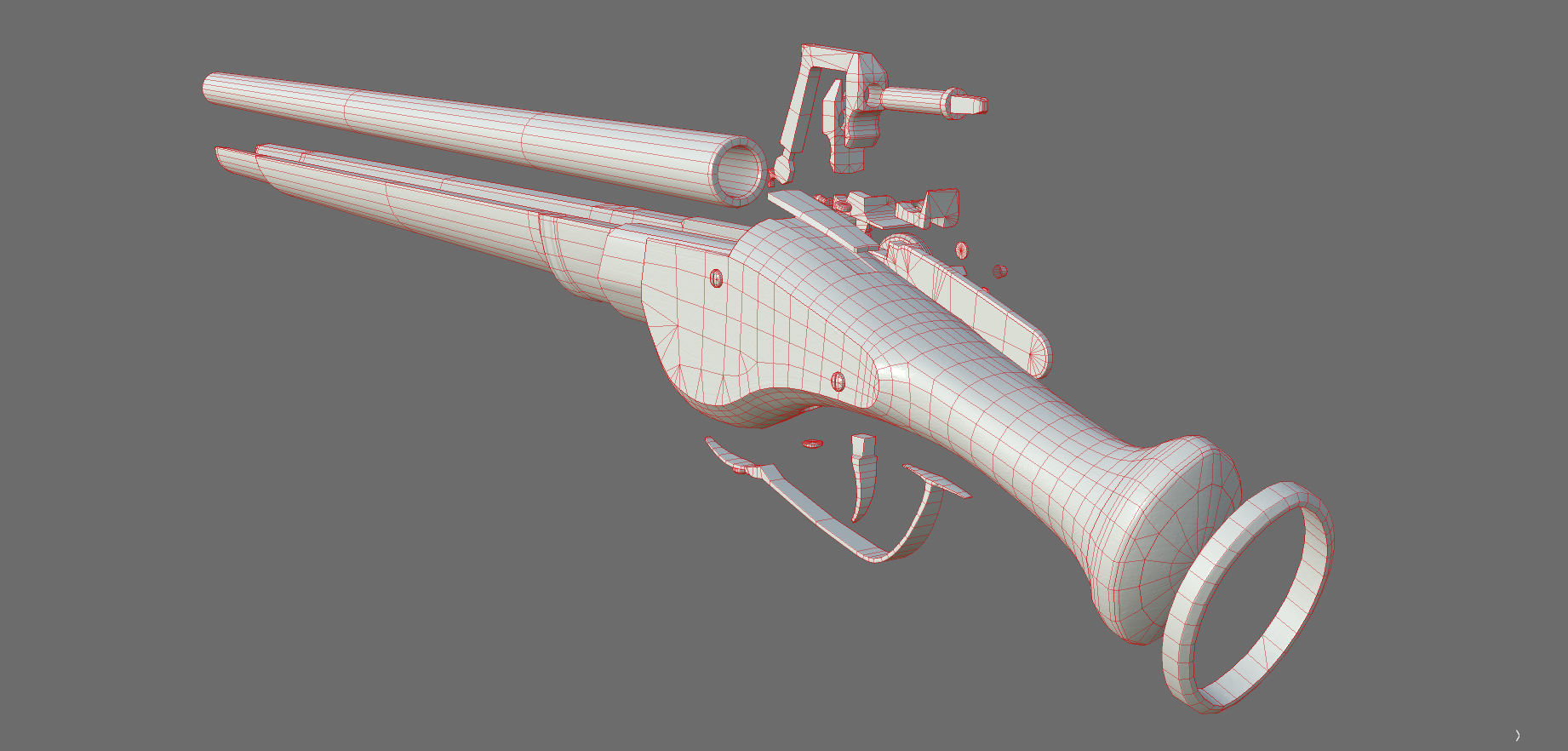 Weapon - Flintlock - German Wheellock Pistol Low-poly 3D model_72