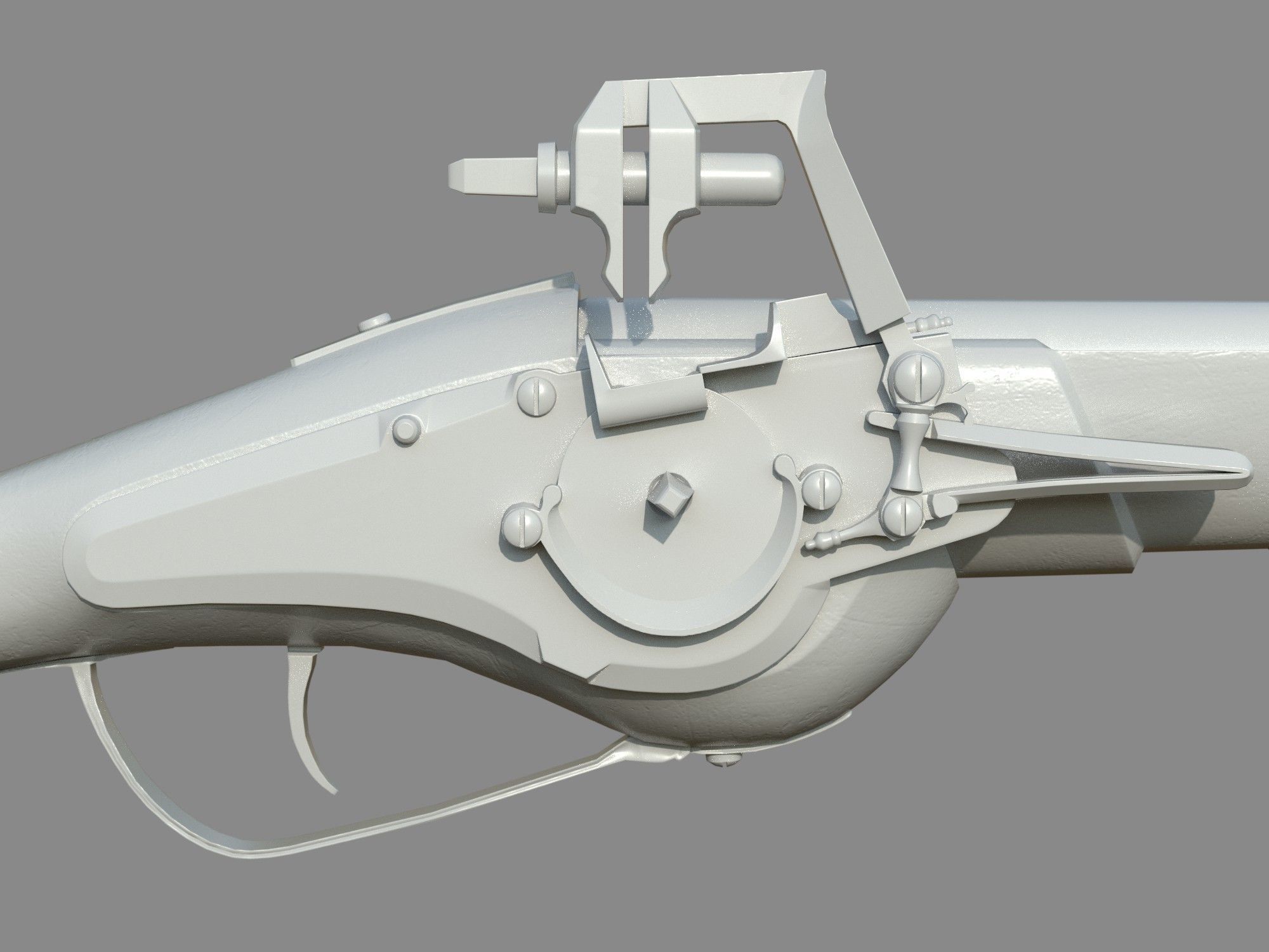 Weapon - Flintlock - German Wheellock Pistol Low-poly 3D model_27