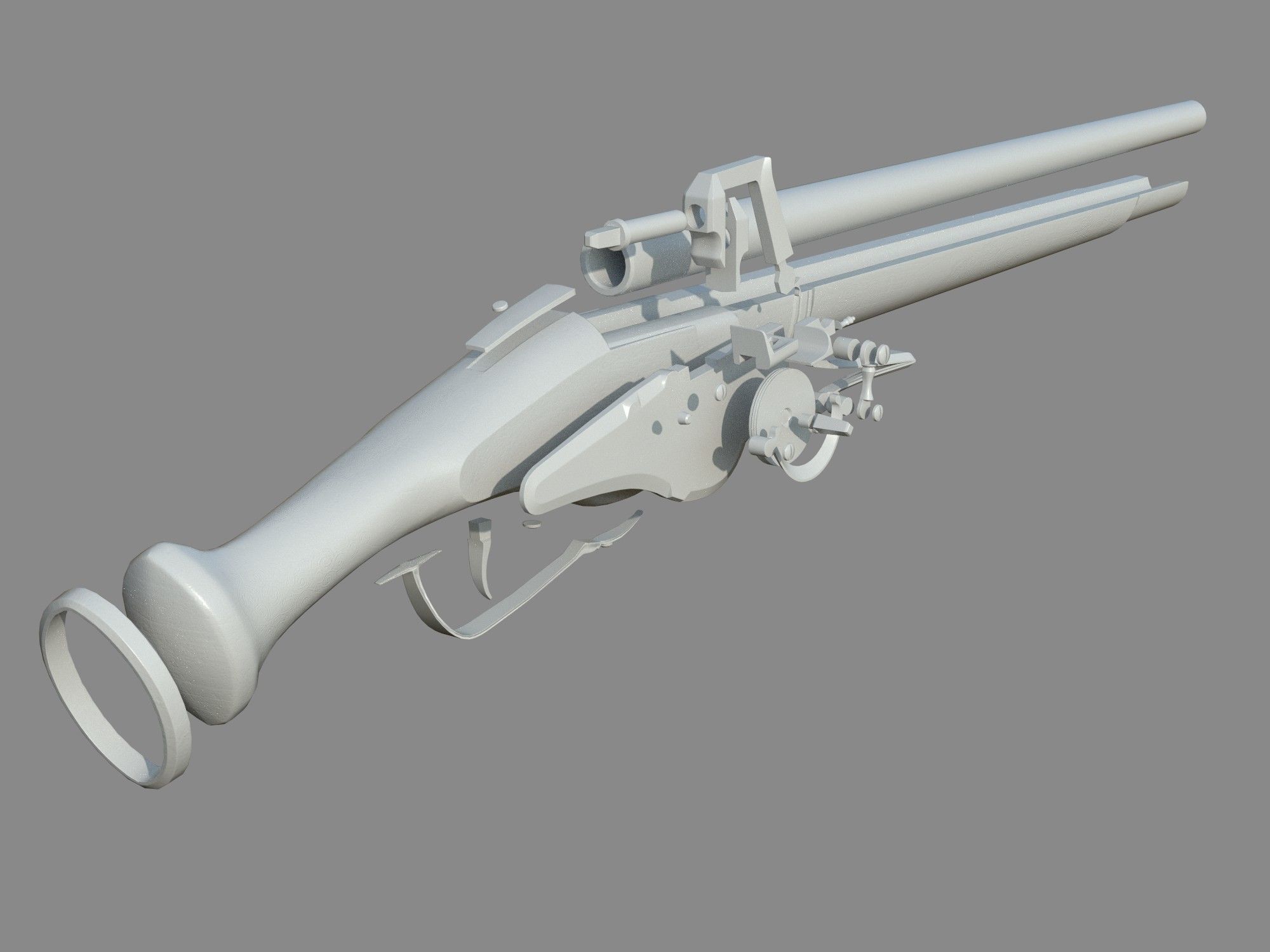 Weapon - Flintlock - German Wheellock Pistol Low-poly 3D model_61