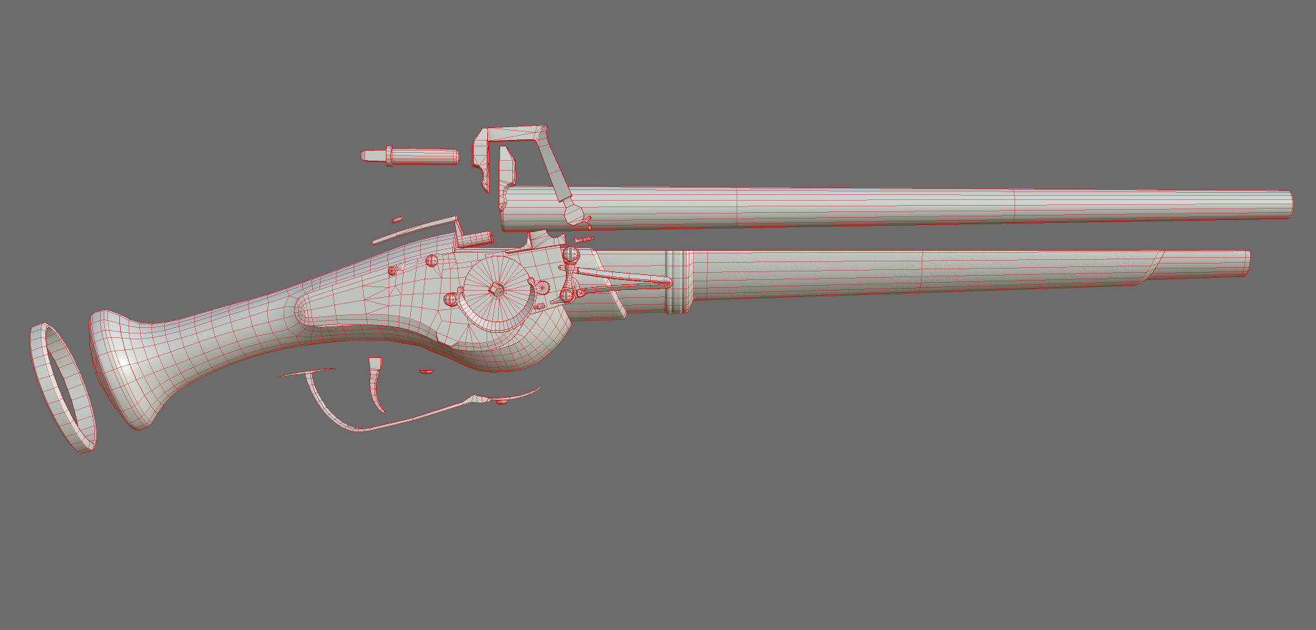 Weapon - Flintlock - German Wheellock Pistol Low-poly 3D model_68