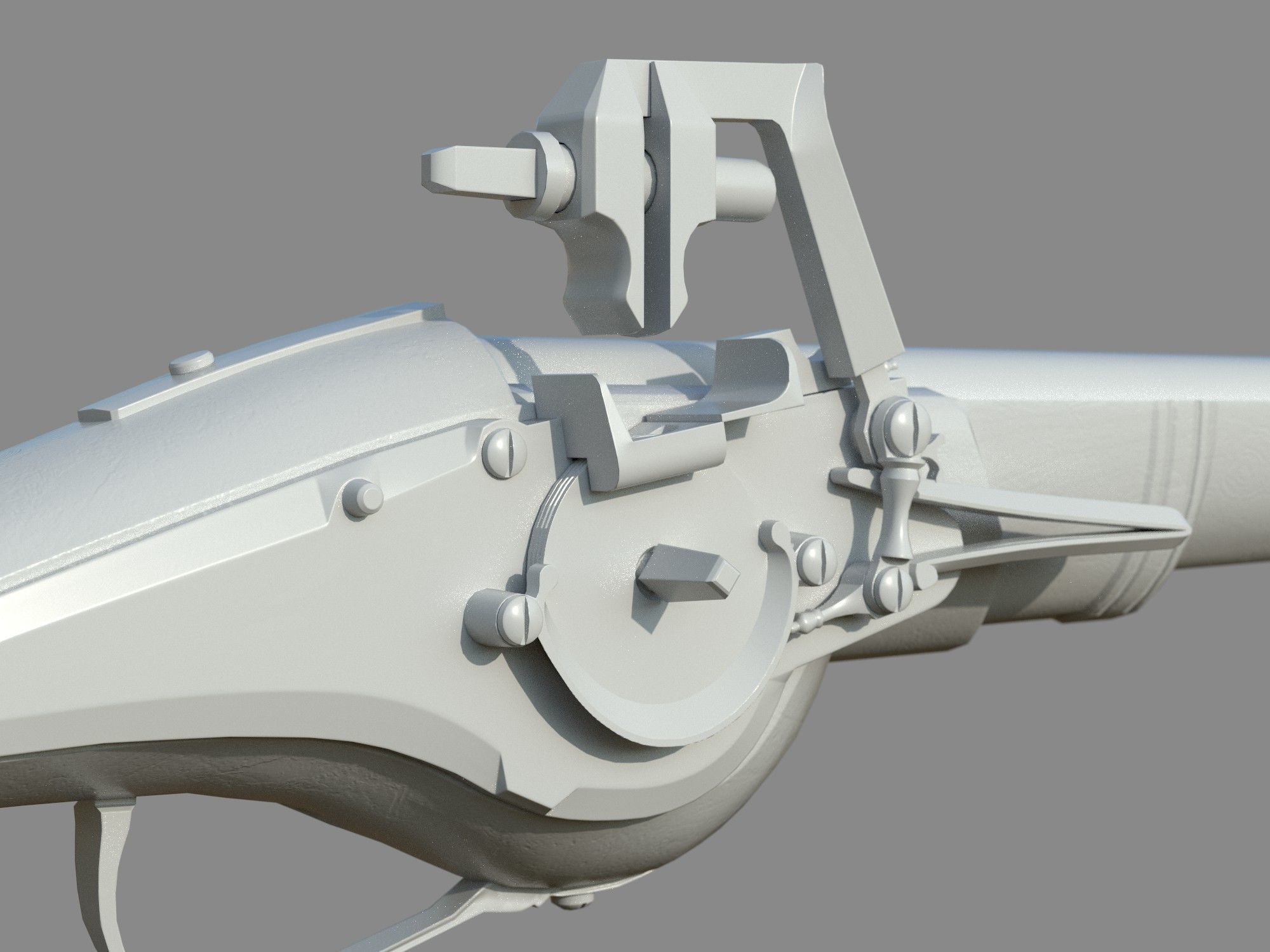 Weapon - Flintlock - German Wheellock Pistol Low-poly 3D model_31