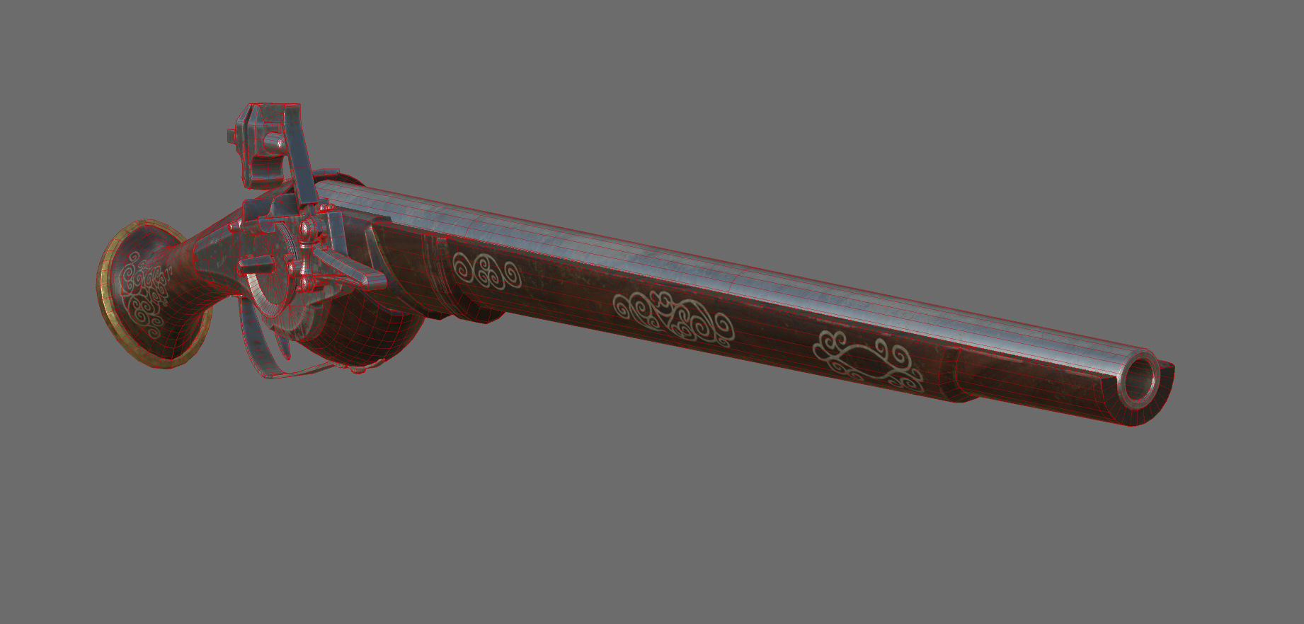 Weapon - Flintlock - German Wheellock Pistol Low-poly 3D model_39