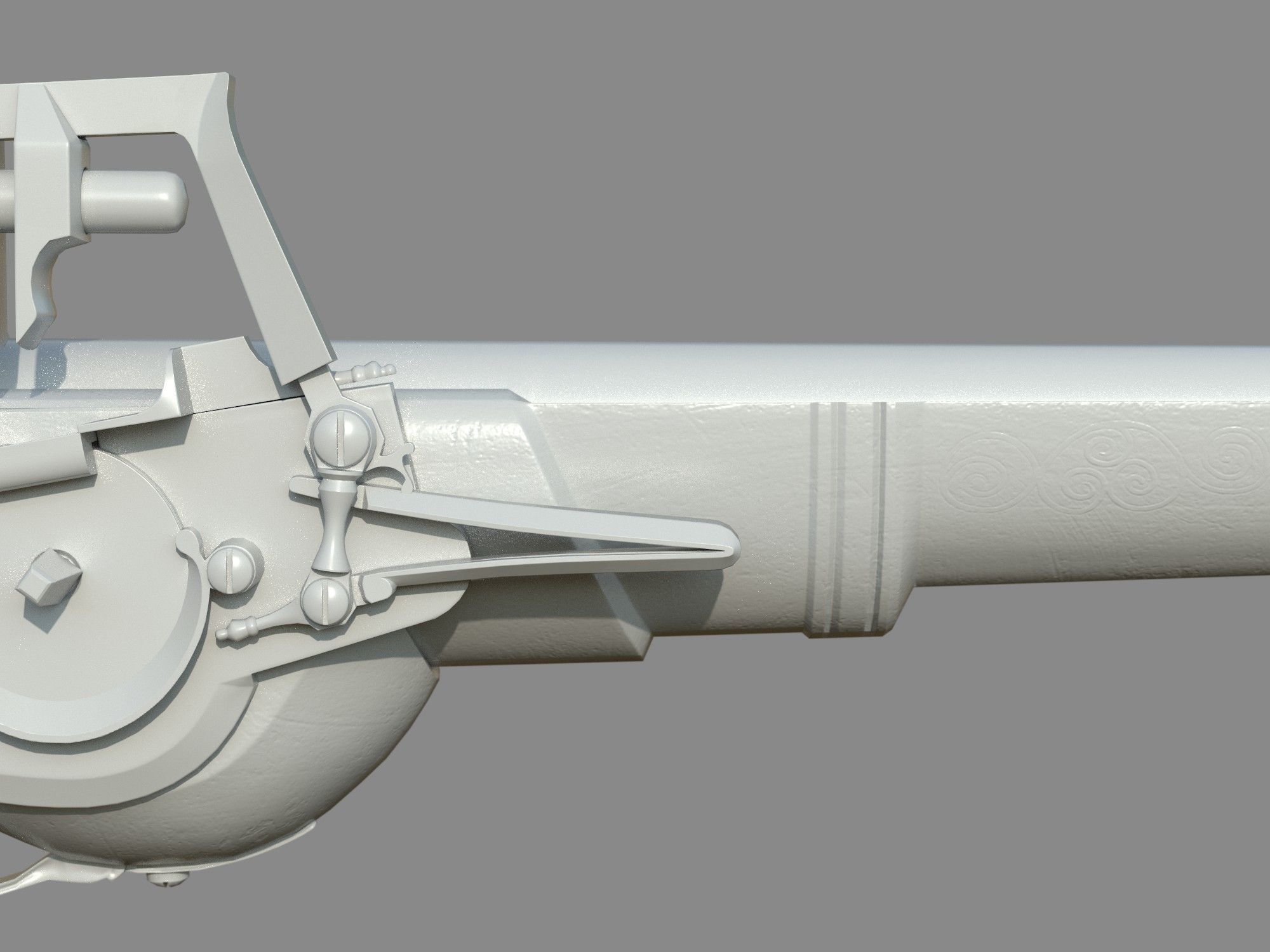 Weapon - Flintlock - German Wheellock Pistol Low-poly 3D model_28