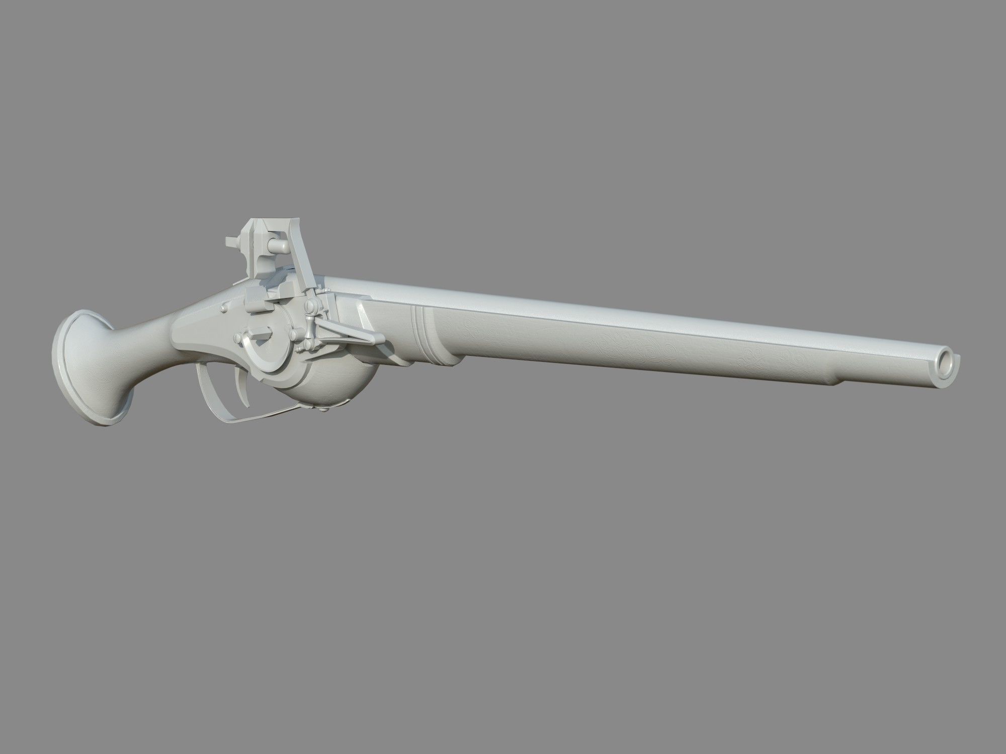 Weapon - Flintlock - German Wheellock Pistol Low-poly 3D model_21
