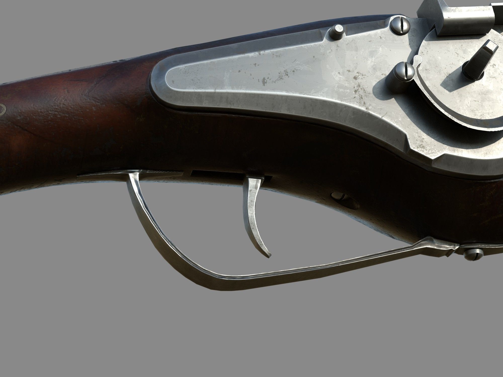 Weapon - Flintlock - German Wheellock Pistol Low-poly 3D model_19