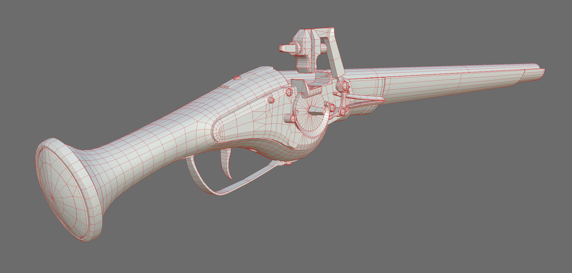 Weapon - Flintlock - German Wheellock Pistol Low-poly 3D model_49