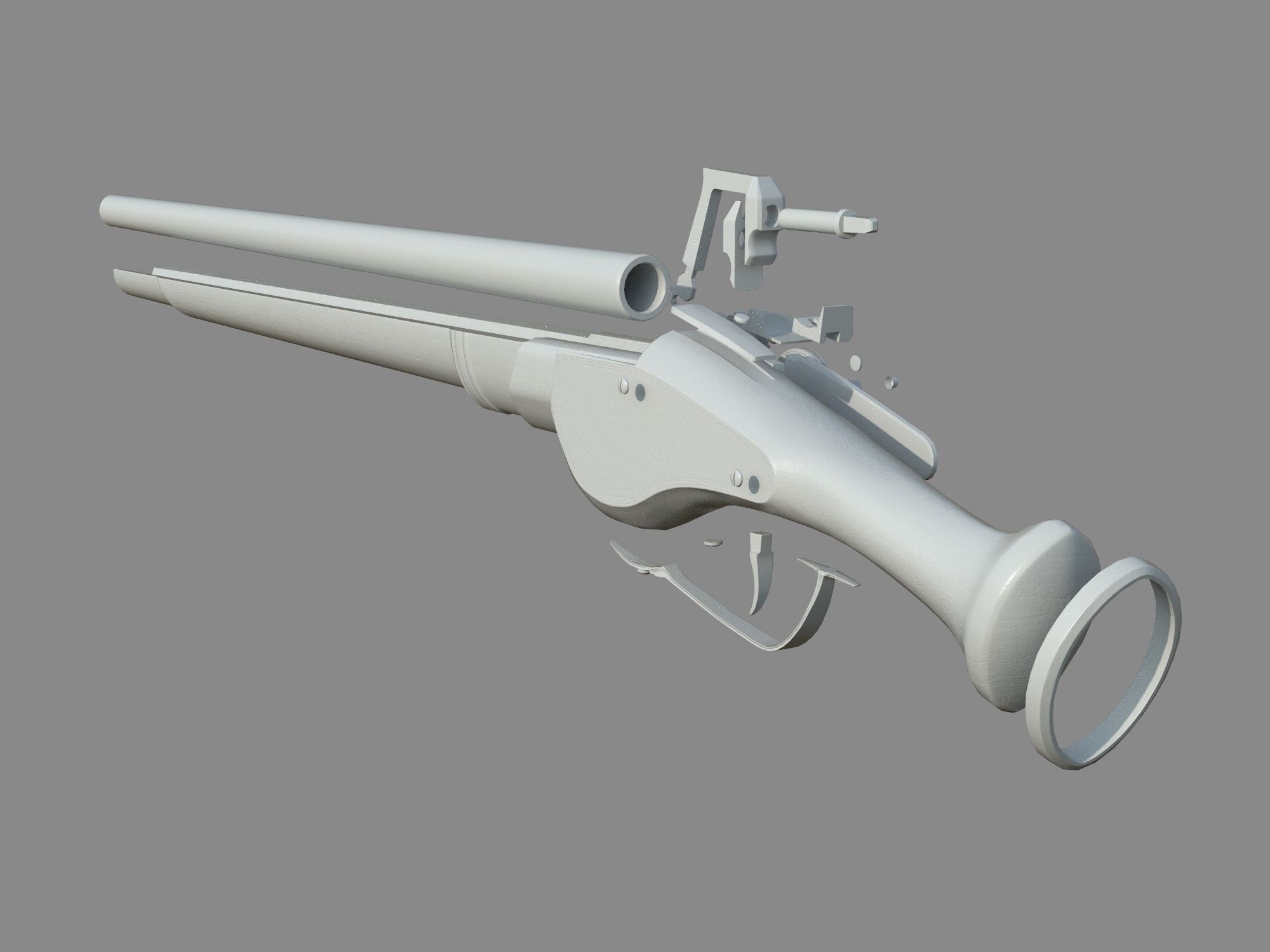 Weapon - Flintlock - German Wheellock Pistol Low-poly 3D model_60