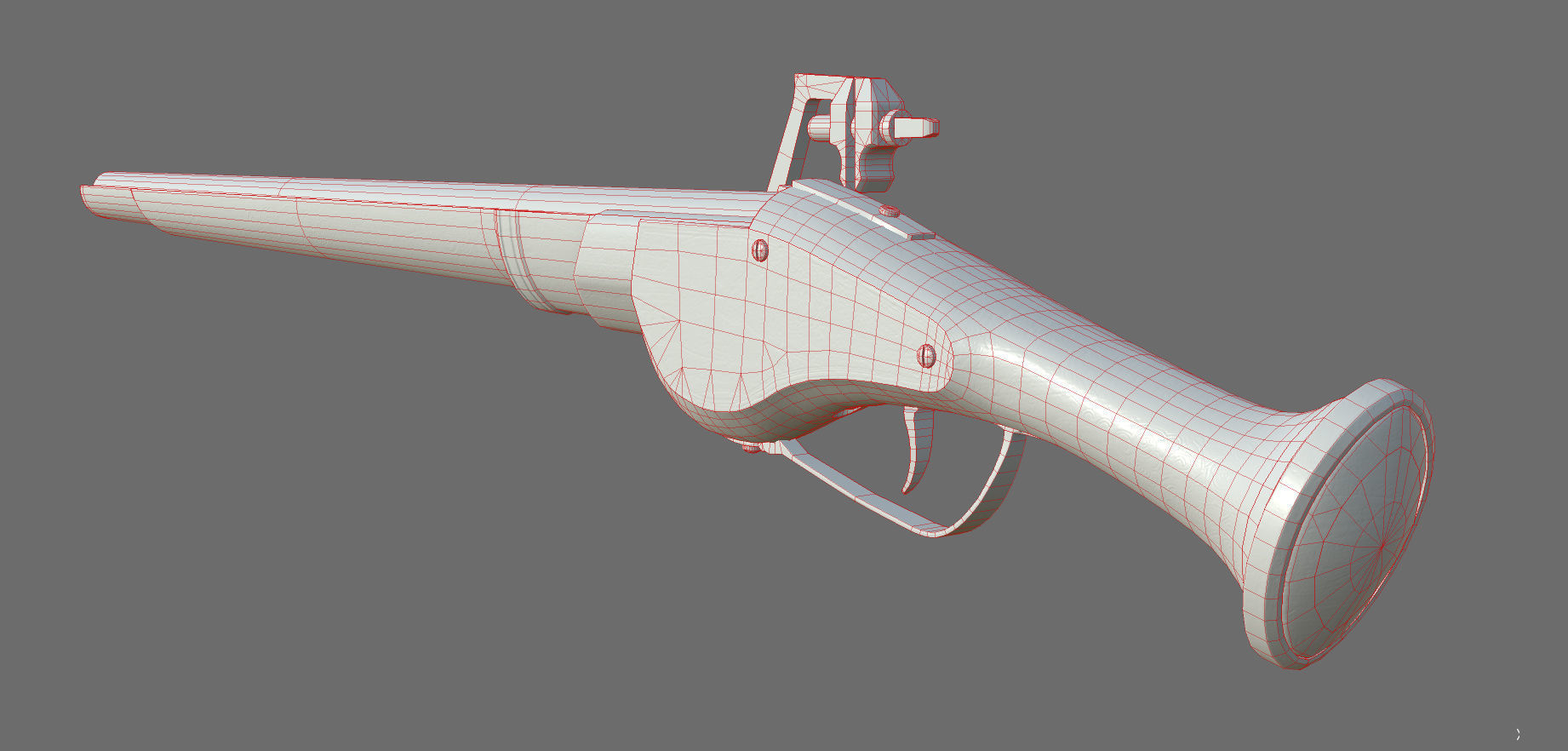 Weapon - Flintlock - German Wheellock Pistol Low-poly 3D model_48