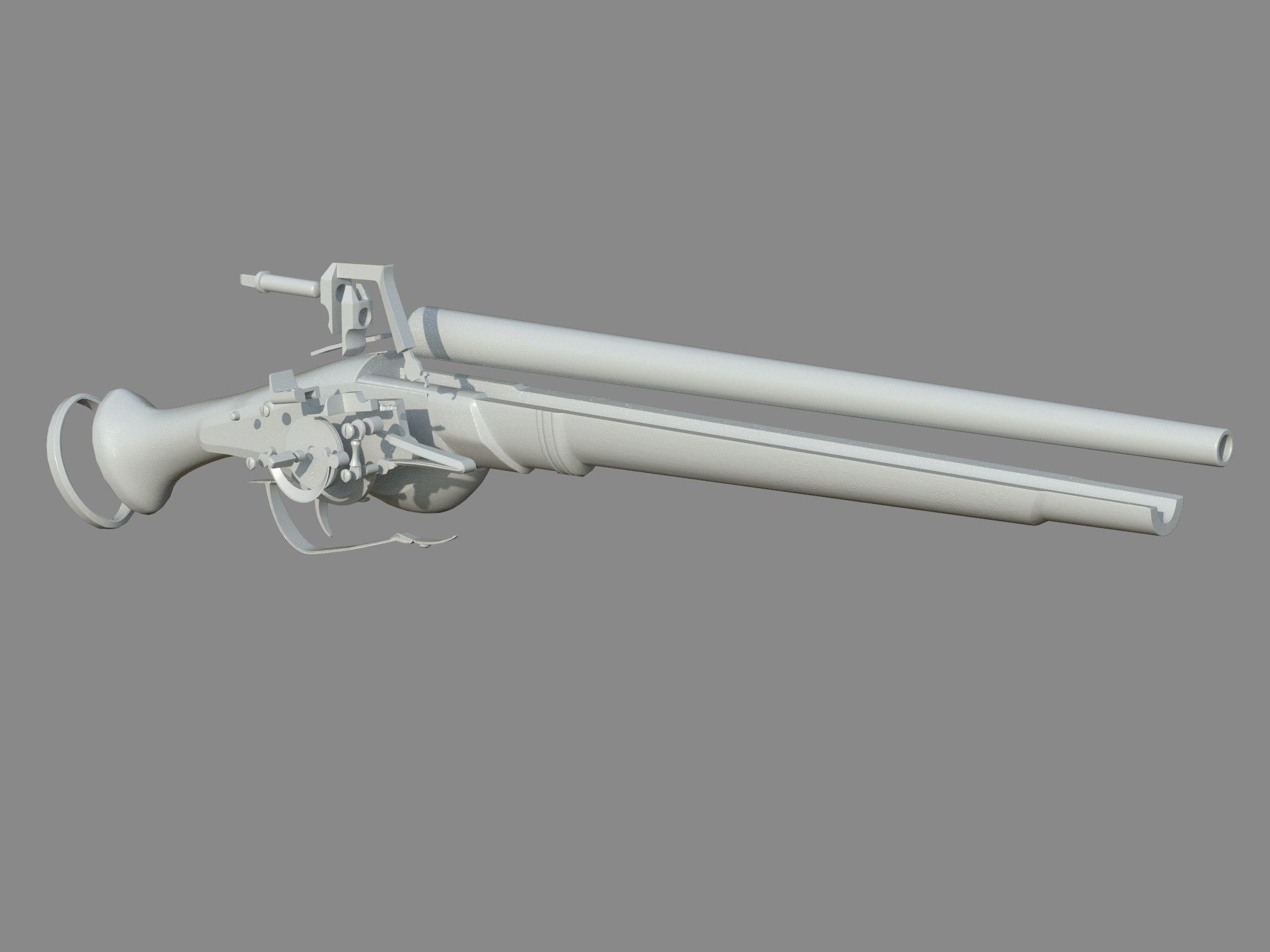 Weapon - Flintlock - German Wheellock Pistol Low-poly 3D model_57