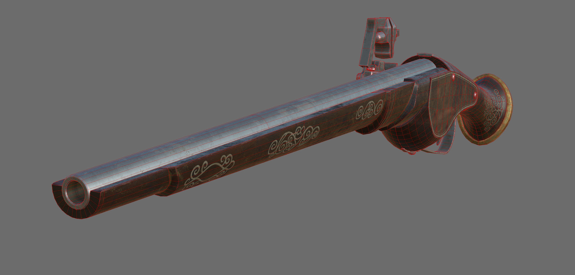 Weapon - Flintlock - German Wheellock Pistol Low-poly 3D model_40