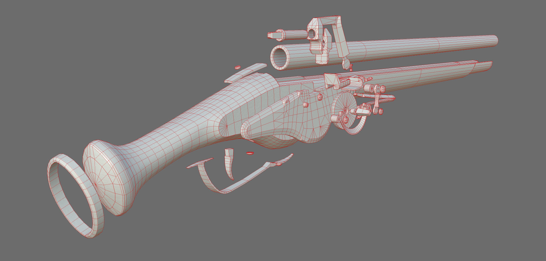 Weapon - Flintlock - German Wheellock Pistol Low-poly 3D model_73