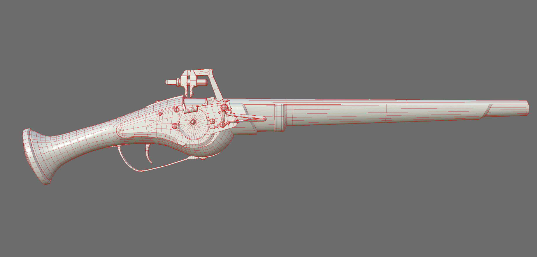 Weapon - Flintlock - German Wheellock Pistol Low-poly 3D model_44