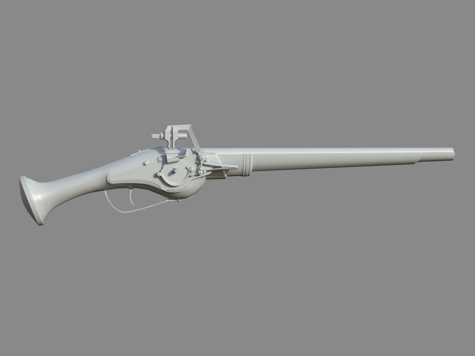 Weapon - Flintlock - German Wheellock Pistol Low-poly 3D model_20