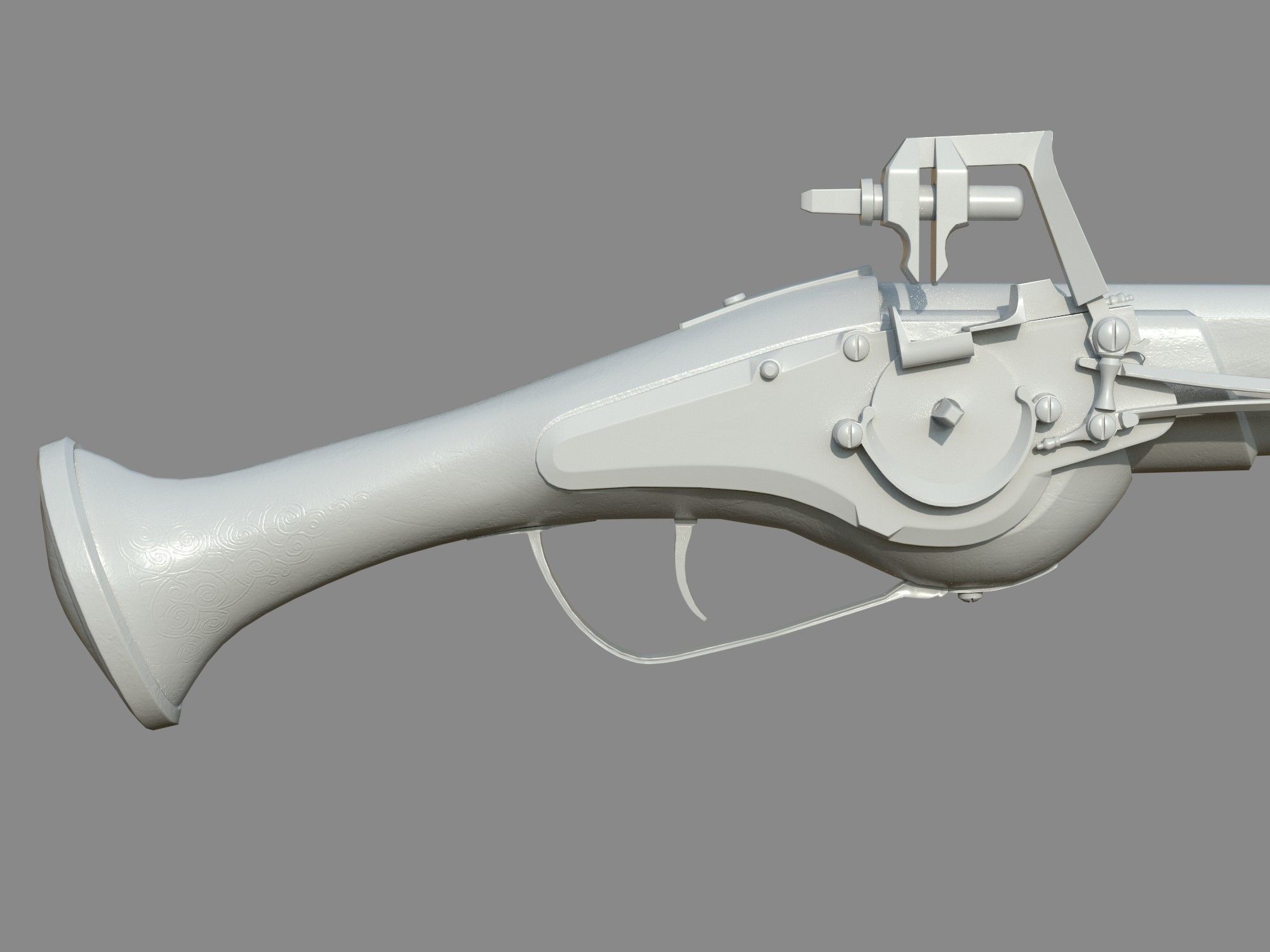 Weapon - Flintlock - German Wheellock Pistol Low-poly 3D model_26