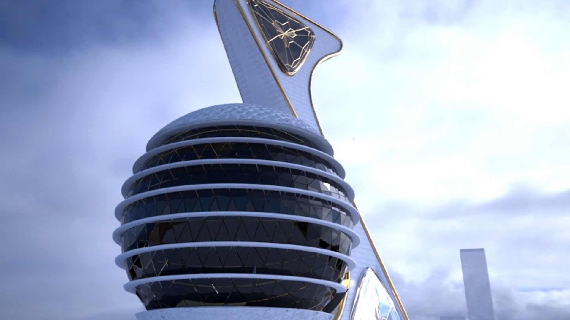 Curve Tower 3D model_5