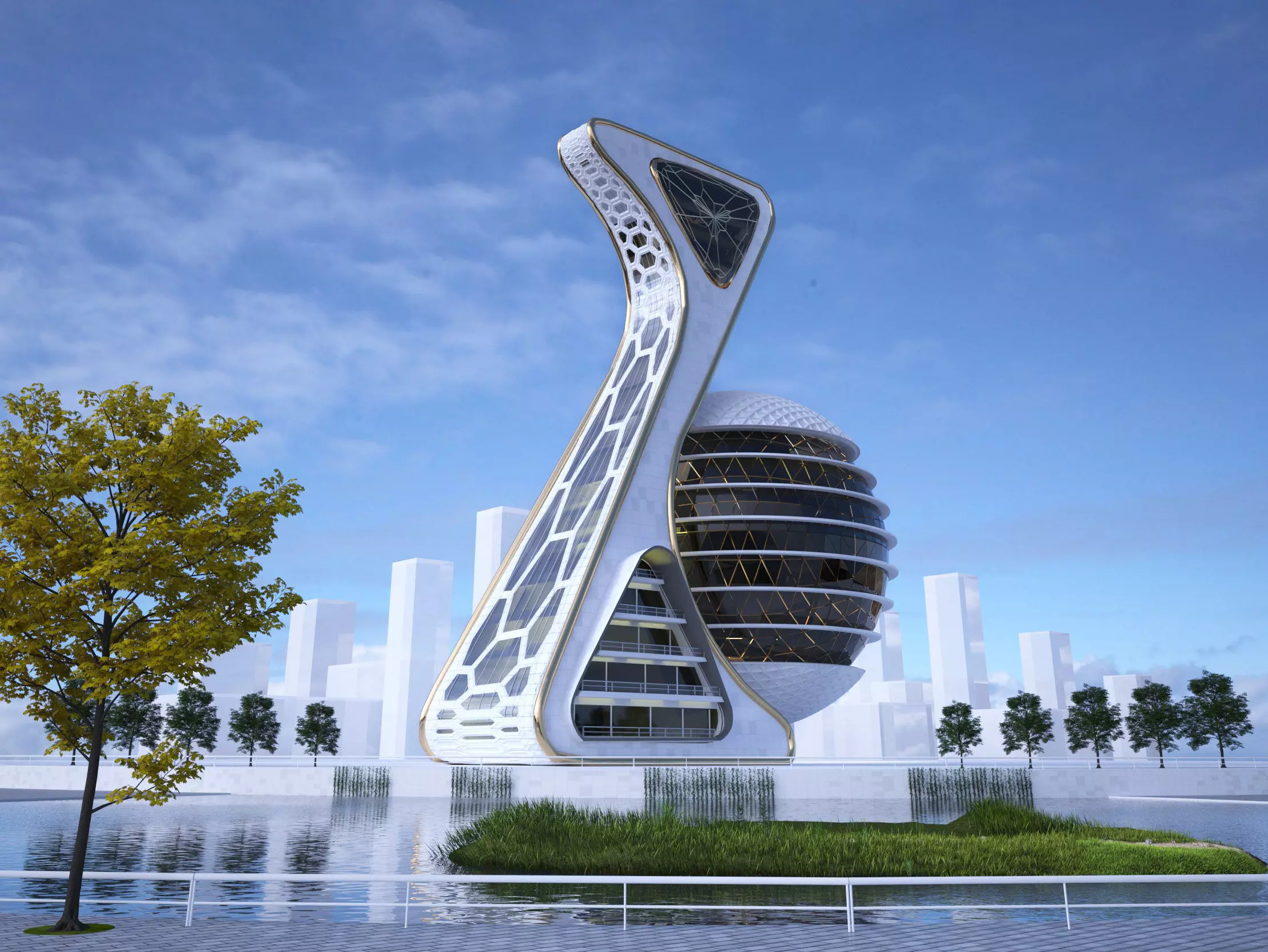 Curve Tower 3D model_0