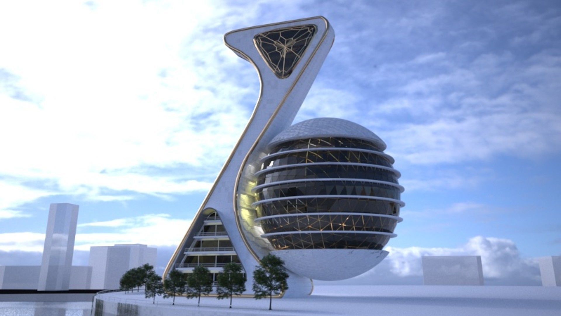 Curve Tower 3D model_2